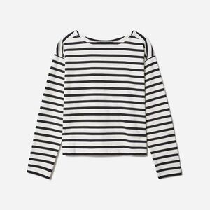 Everlane Black and White Striped Long Sleeve Tee